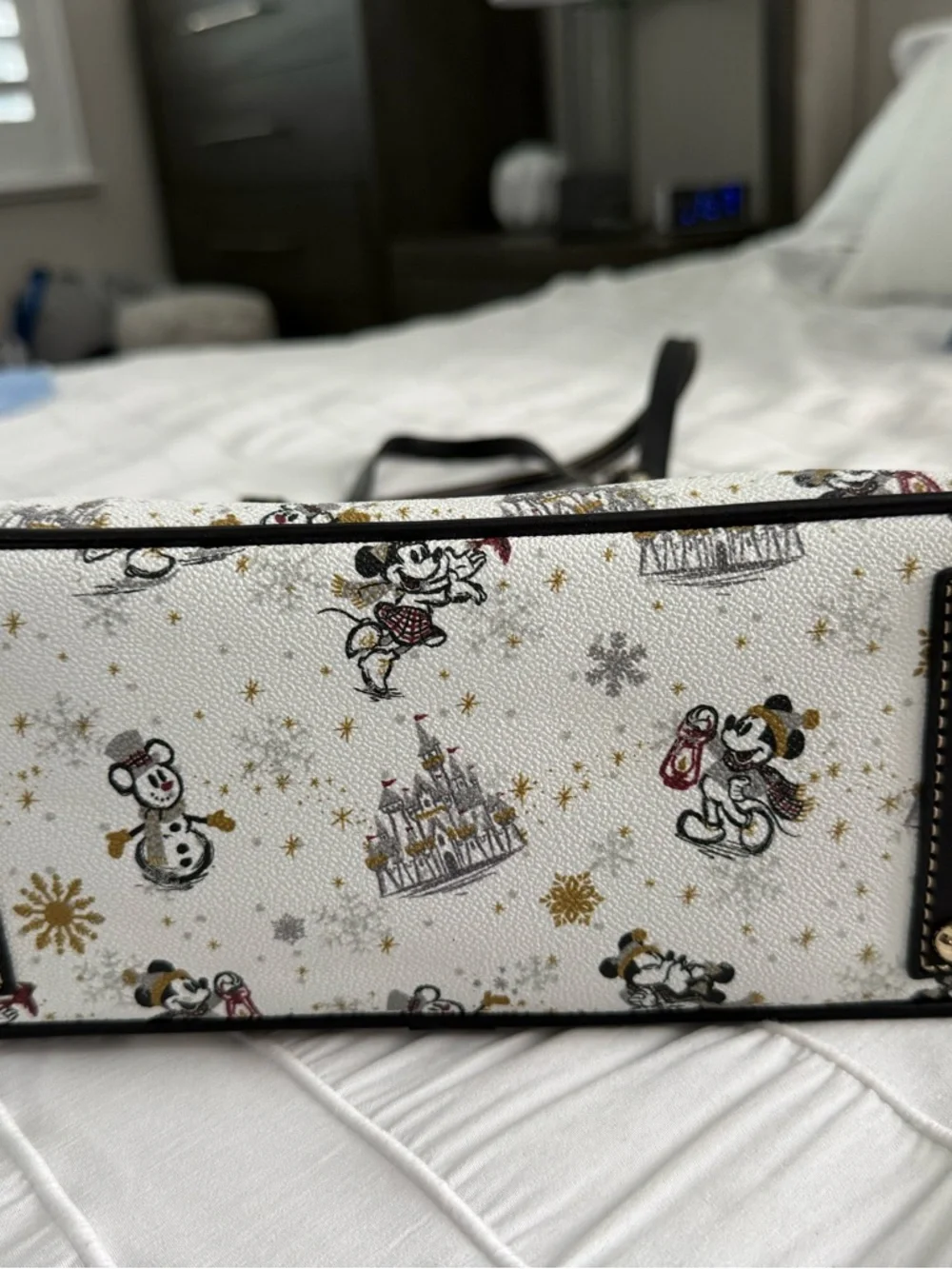Dooney & Bourke White Mickey Mouse Print Tote with Black Trim LIKE NEW!